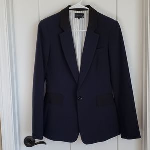 One-Button Stretch Crepe Navy Blazer